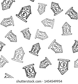 Seamless pattern Hand Drawn bank doodle. Sketch style icon. Decoration element. Isolated on white background. Flat design. Vector illustration.
