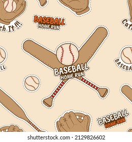 Seamless Pattern of Hand drawn Baseball