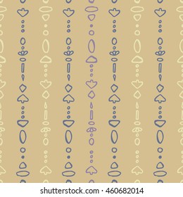 Seamless pattern of hand drawn beads, boho pattern. Tribal doodle background. Vector element for your creativity.