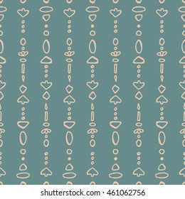 Seamless pattern of hand drawn beads, boho pattern. Tribal doodle background. Vector element for your creativity.