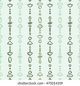 Seamless pattern of hand drawn beads, boho pattern. Tribal doodle background. Vector element for your creativity.