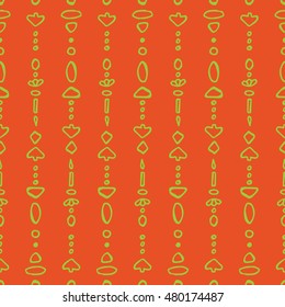 Seamless pattern of hand drawn beads, boho pattern. Tribal doodle background. Vector element for your creativity.