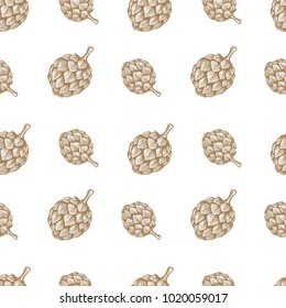 Seamless pattern with hand drawn beer hop. Design element for poster, card, banner, flyer. Vector illustration