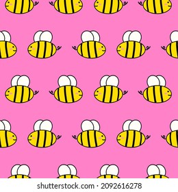 Seamless pattern with hand drawn Bees. Background for textile, wrapping paper, fashions, illustrations, vector.