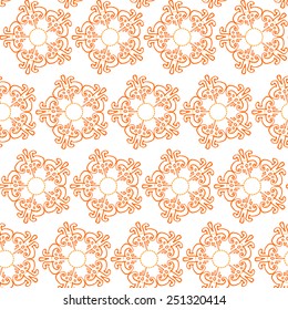 Seamless pattern with hand drawn beige elements on white background. Clipping mask is used, vector illustration.