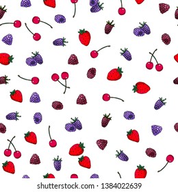 seamless pattern with hand drawn berries