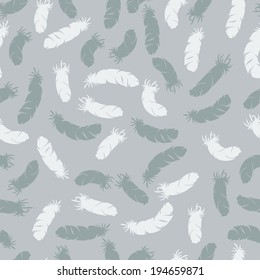Seamless  pattern with hand drawn bird feathers.