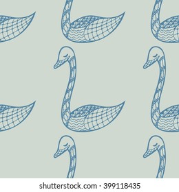 Seamless pattern with  hand drawn bird in zentangl style. For wallpaper, background, textile,fabric. Print .