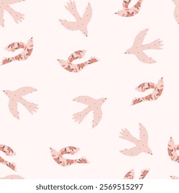 Seamless pattern with hand drawn birds.