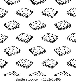 Seamless pattern hand drawn biscuit doodle. Sketch style icon. Decoration element. Isolated on white background. Flat design. Vector illustration.