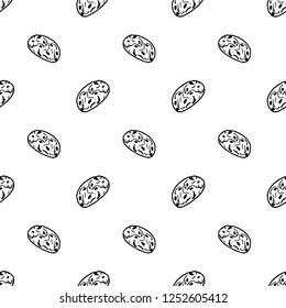 Seamless pattern hand drawn biscuit doodle. Sketch style icon. Decoration element. Isolated on white background. Flat design. Vector illustration.