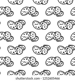 Seamless pattern hand drawn biscuit doodle. Sketch style icon. Decoration element. Isolated on white background. Flat design. Vector illustration.