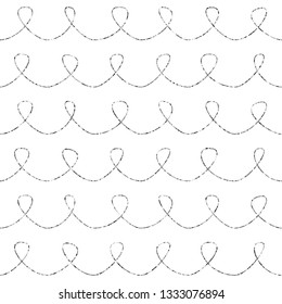 Seamless pattern. Hand drawn black scribble waves. Can be uset for textile, prints