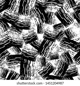 Seamless Pattern with hand drawn black scribble Smear. Abstract grunge texture. Vector illustration