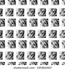 Seamless Pattern with hand drawn black scribble Smear. Abstract grunge texture. Vector illustration