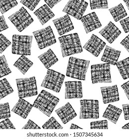 Seamless Pattern with hand drawn black scribble Smear. Abstract grunge texture. Vector illustration