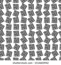 Seamless Pattern with hand drawn black scribble Smear. Abstract grunge texture. Vector illustration