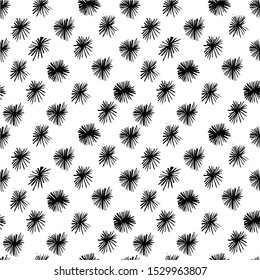 Seamless pattern with hand drawn black snowflakes. Ink illustration. Botanical pattern for wrapping paper and for your design.