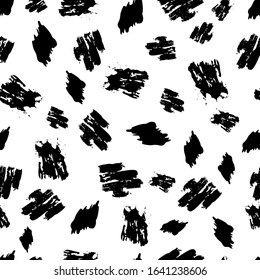 Seamless pattern with hand drawn black circle scribble smear. Abstract grunge texture. Vector illustration