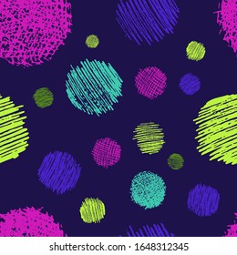 Patrón sin inconvenientes con la escaramuza del círculo negro dibujado a mano. Textura abstracta de grunge. Ilustración del vector