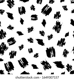 Seamless pattern with hand drawn black circle scribble smear. Abstract grunge texture. Vector illustration