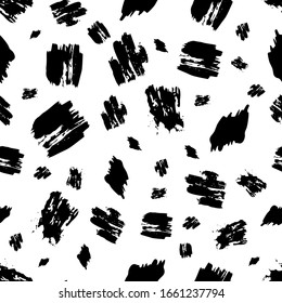 Seamless pattern with hand drawn black circle scribble smear. Abstract grunge texture. Vector illustration
