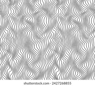 Seamless pattern with hand drawn black waves. 