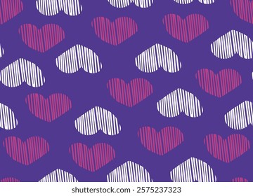 Seamless pattern with hand drawn black hearts. Simple texture for textile, wrapping paper, packaging, romantic design, Valentines day.