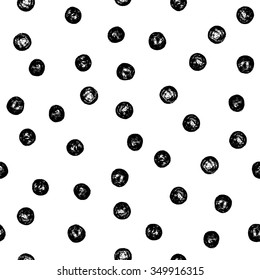 Seamless pattern with hand drawn black circles