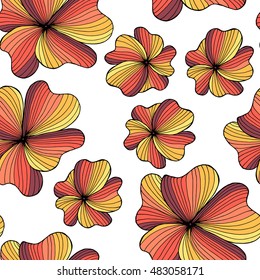 seamless pattern with hand drawn black and white, orange decorative flowers, design elements. surface texture. pattern for wedding invitations, greeting cards, scrapbooking, print