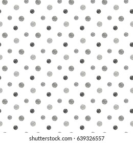 Seamless Pattern of Hand Drawn Black Dots on White Background