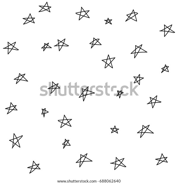 Seamless Pattern Hand Drawn Black Stars Stock Vector (Royalty Free ...