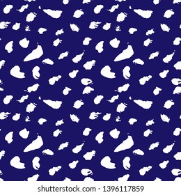 Seamless pattern with hand drawn blue background. Polka texture. Vector illustration.