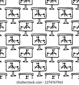 Seamless pattern Hand drawn board with a schedule doodle. Sketch Back to school, icon. Decoration element. Isolated on white background. Vector illustration.
