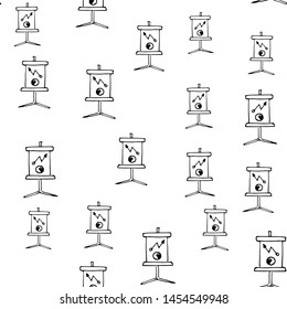 Seamless pattern Hand Drawn board with a schedule doodle. Sketch style icon. Decoration element. Isolated on white background. Flat design. Vector illustration.