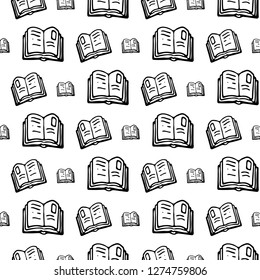Seamless pattern Hand drawn book doodle. Sketch Back to school, icon. Decoration element. Isolated on white background. Vector illustration.