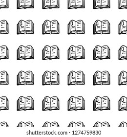 Seamless pattern Hand drawn book doodle. Sketch Back to school, icon. Decoration element. Isolated on white background. Vector illustration.
