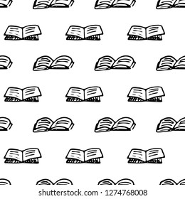 Seamless pattern Hand drawn book doodle. Sketch Back to school, icon. Decoration element. Isolated on white background. Vector illustration.