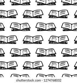 Seamless pattern Hand drawn book doodle. Sketch Back to school, icon. Decoration element. Isolated on white background. Vector illustration.