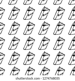 Seamless pattern Hand drawn book doodle. Sketch Back to school, icon. Decoration element. Isolated on white background. Vector illustration.