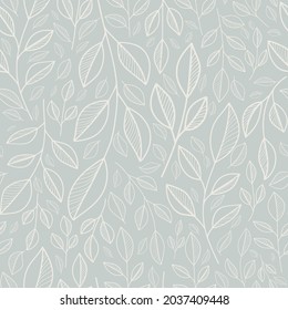 seamless pattern with hand drawn botanical elements delicate pastel color