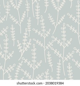 seamless pattern with hand drawn botanical elements delicate pastel color