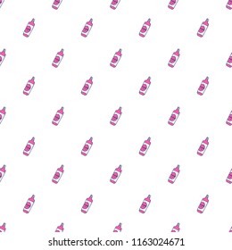 Seamless pattern with hand drawn bottles and tubes, beauty items vector illustration, cute background for beauty blogger 