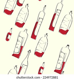 seamless pattern with hand drawn bottles