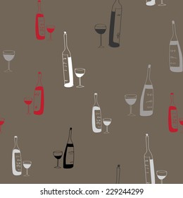 seamless pattern with hand drawn bottles