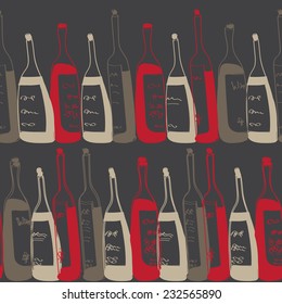 Seamless pattern with hand drawn bottles