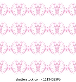 Seamless pattern with hand drawn bows. Abstract background. Can be used for textile and coth design, wrapping paper, poster, banner, web. Vector illustration.