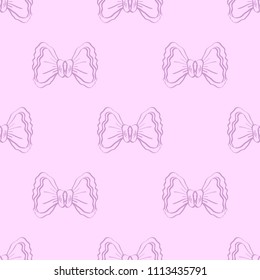 Seamless pattern with hand drawn bows. Abstract background. Can be used for textile and coth design, wrapping paper, poster, banner, web. Vector illustration.