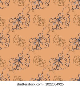 Seamless pattern with hand drawn bow-tie. Detailed sketch of holiday symbol. Useful for background, fabric or paper.