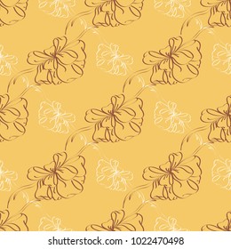 Seamless pattern with hand drawn bow-tie. Detailed sketch of holiday symbol. Useful for background, fabric or paper.